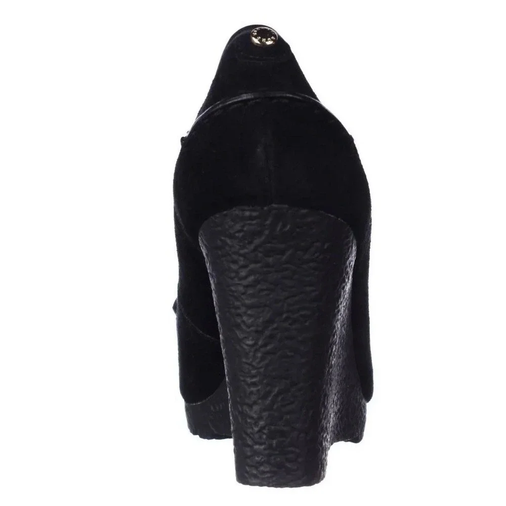 Michael Kors Woman's Rory Loafers‎ Wedge Pumps Black Velvet Size 8M